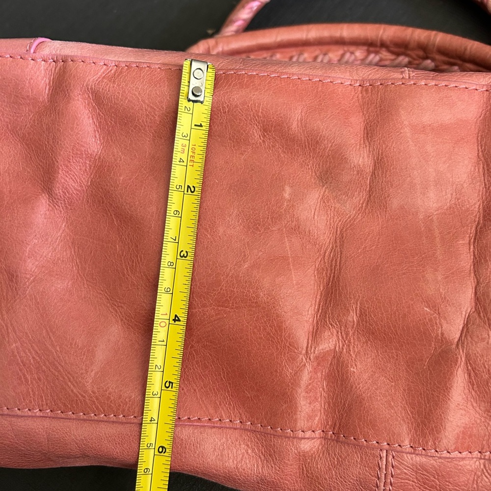 Coral Pink Leather Satchel Bag with Detachable Strap - Picture 3 of 16